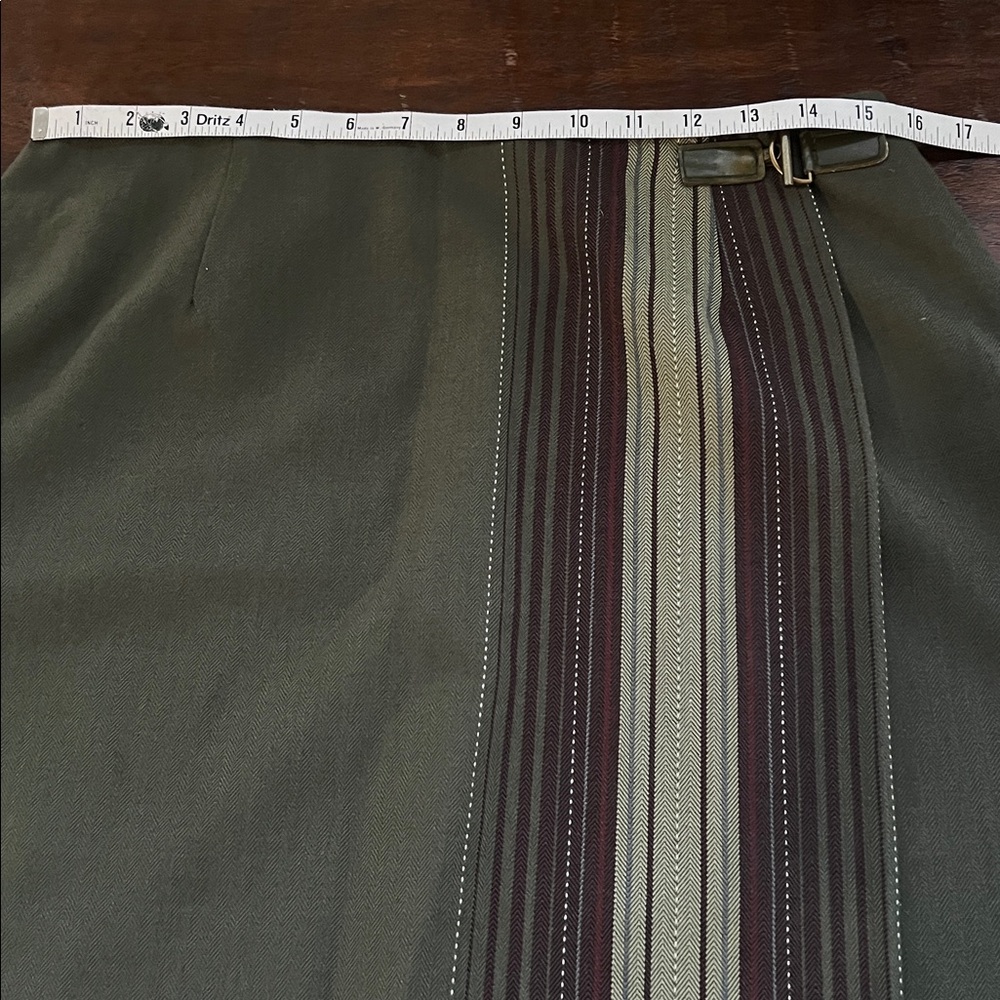 SAG HARBOR Vintage Western Wrap Woven Blanket Fringed Midi Skirt Green 12 (EUC) - Picture 5 of 11